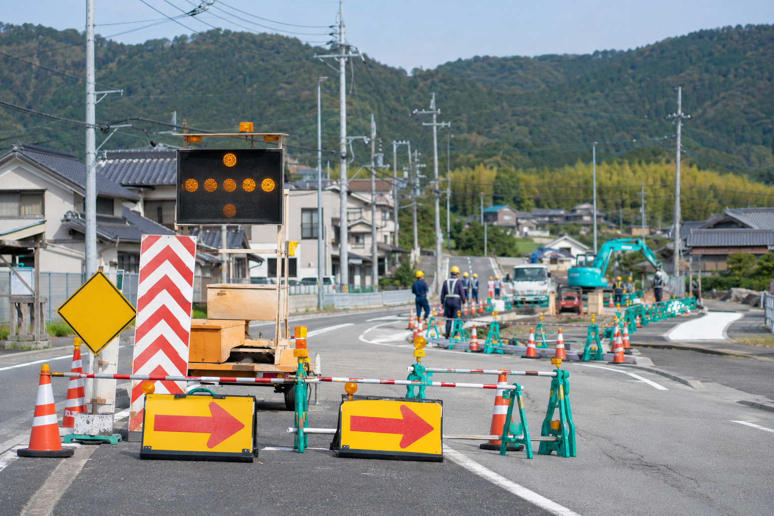 道路工事現場で使用されている保安用資機材